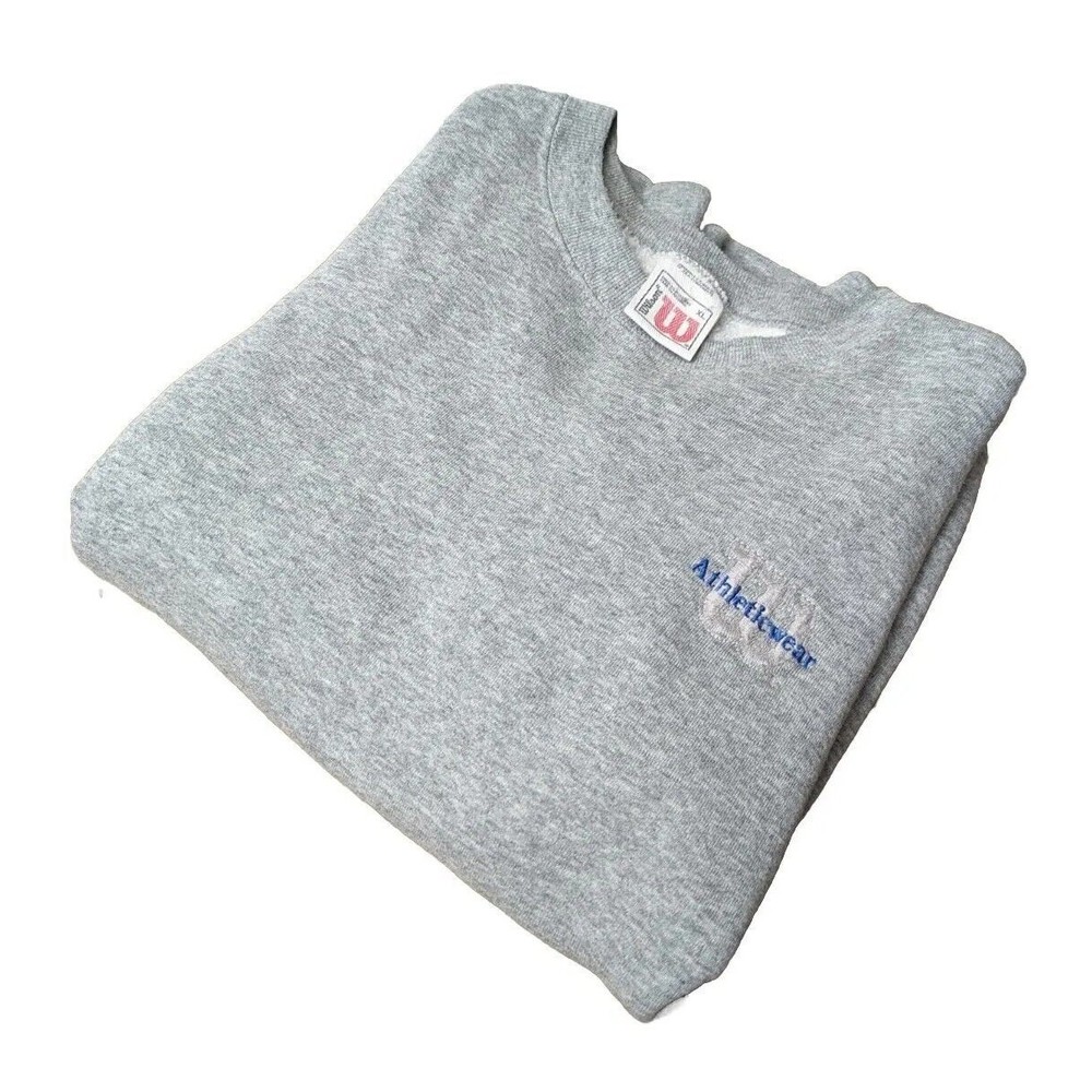 Vintage 1990s Wilson Athleticwear Gray Sweatshirt Size XL Blue Logo Stitched 90s